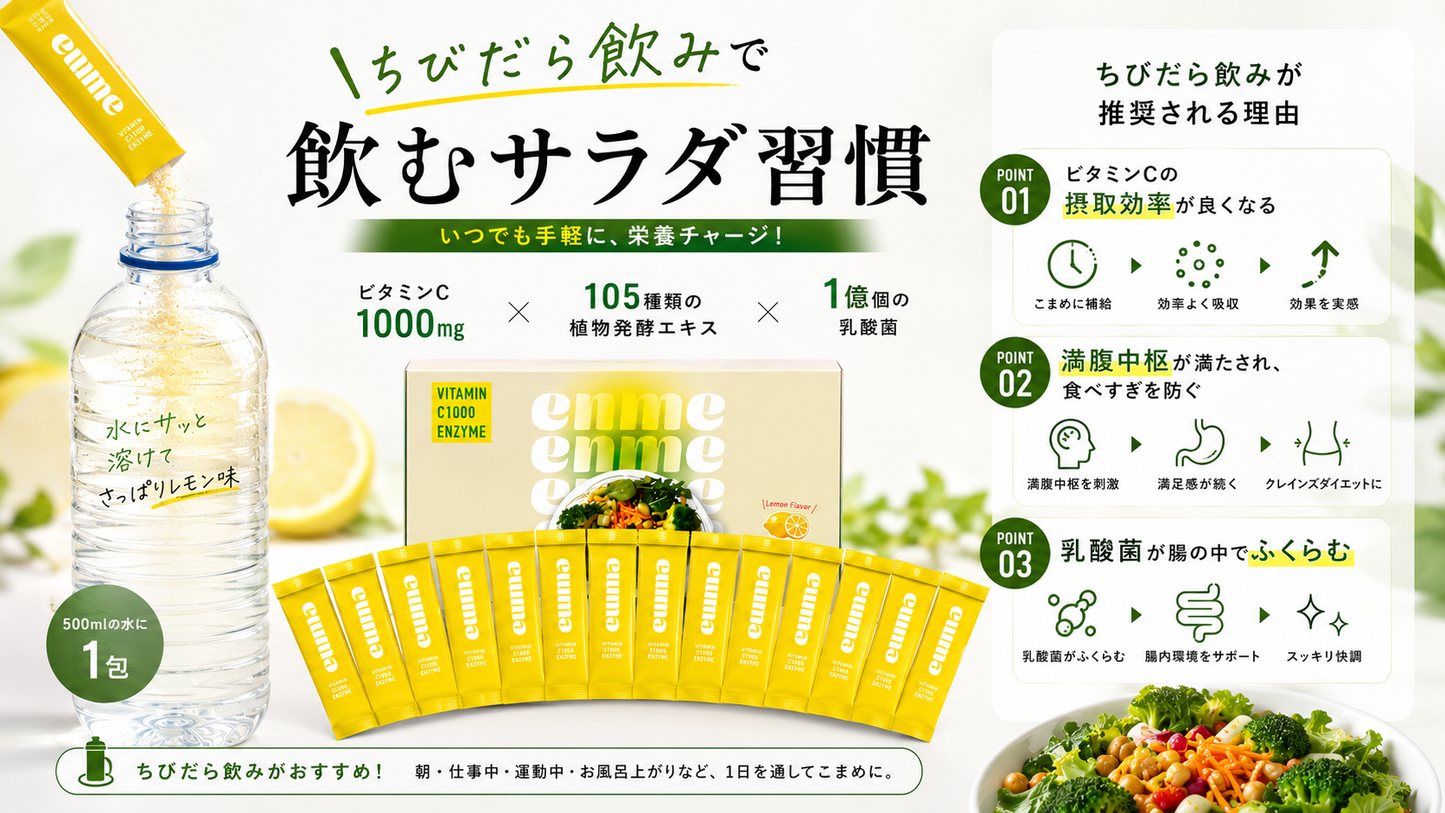 enme（エンミー）｜1本で酵素×ビタミンC1000mg チビだら飲みでクレンズダイエット！